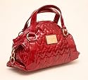 Red patent quilted tote bag handbag with heart shaped quilting by Claudia Canova