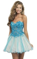 Cocktail Short Chiffon/Taffeta/Tulle Crystal Beaded Applique Lace Crystals Evening Dress/Party Dress 