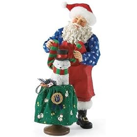 Enesco Department 56 Clothtique Possible Dreams *Best in Snow* Santa Decorates Little Dog As Snowman & Wins Blue Ribbon