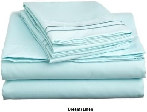 Dreams Linen 100% Egypian Cotton 300 Thread-Count Sateen Finish 4Pcs Bed Sheet Set RV-Bunk 42x80 Size (+15Inch) Pocket Depth Aqua Blue Solid