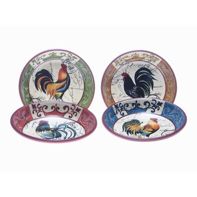 Certified International Lille Rooster 9-Inch Pasta/Soup Bowl, Assorted Designs, Set of 4 On Sale