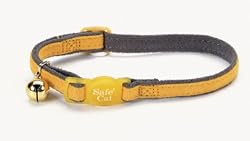 Suede Safe Cat Collar, 3/8-Inch Wide, Adjustable 8-12, Grey/Yellow