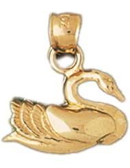 Dazzlers Solid 14k Gold Swan Charm Pendant Available in three colors from jewelsberry (weights: 1.9 grams only)