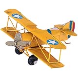 Berry President&reg; Vintage / Retro Wrought Iron Metal Propeller Airplane Plane Aircraft Handicraft Models -The Best Choice for Photo Props/christmas Gift/home Decor/ornament/souvenir Study Room Desktop Decoration (Yellow)