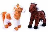 Soft Toy Set Of Two Horses Ponies Molly and Penny Brown and caramel and white Gift For a Horse FanIMAGE