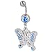 pug34  - Belly Navel Rings Light Blue Crystal And Silver