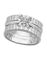 Ann Harrington Jewelry 14k White Gold 5/8 Ct Tw Baguette And Princess Cut Diamond Ring Guard