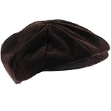 BROWN VELVETINE CORDUROY APPLE GATSBY CABBIE CAP HAT MEDIUM / LARGE