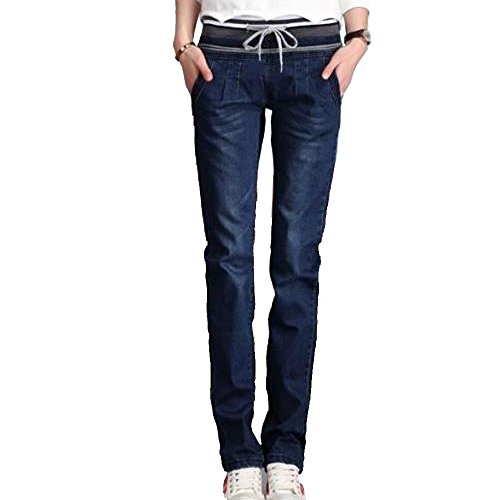 TOP レディース 春 夏 秋 ジーンズ パンツ カジュアル ストレート ストレッチ ウエスト 紐 レディース ファッション オリジナルハンカチ付 型番box055