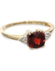 10k Yellow Gold, January BirthStone, Garnet and Diamond Ring