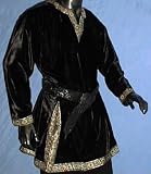 MITTELALTER EDELMANN SAMT TUNIKA BURGFEST RITTER GOTHIC GR- M-XXL-1452 schwarz