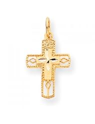 10k Yellow Gold Cross Charm - Religious Jewelry