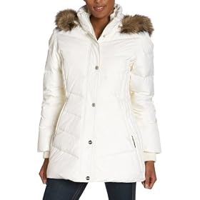 AK Anne Klein Ladies Hooded 3 4 Length Quilted Down Jacket by AK Anne Klein
