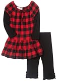 Amy Byer Girls 2-6x Playful Plaid 2 Piece Legging Value Set.,Red,5