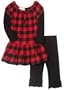 Amy Byer Girls 2-6x Playful Plaid 2 Piece Legging Value Set.,Red,5