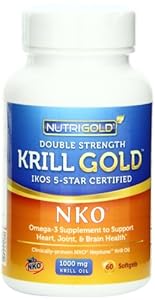 #1 Krill Oil 1000mg - Double Strength Krill GOLD, 60 Softgels - IKOS 5-Star Certified, Multi-Patented, GMO-free, Hexane-free, Cold-Pressed NKO Neptune Krill Oil with Astaxanthin
