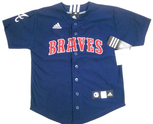 Adidas MLB Atlanta Braves Sewn Jersey Youth Medium (Size 10-12) Navy