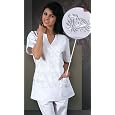 ADAR Mock Wrap Semi-V with Embroidered Pockets