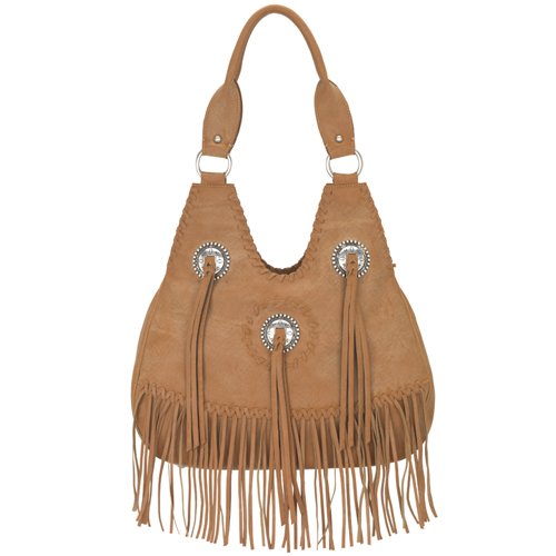Faux Leather Scoop Handbag - Lou-ella