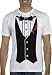 Apparel : Black Tuxedo Printed White Mens T-shirt