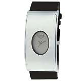 Activa Women's SL235-004 Silver-Tone Black Leather Strap Watch