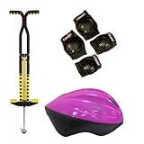 SBI Deluxe Pogo Stick with Razor Youth Helmet and Pad Safety Bundle (Fits Ages 8-14)