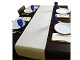 ArtisanStreet's Star Table Runner Features Hem Stitch White Cloth with Embroidered Stars.