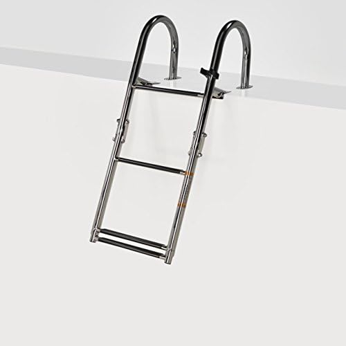 RecPro Marine PONTOON BOAT HEAVY DUTY 316SS 4 STEP TELESCOPING REAR ENTRY LADDER SSL-BCK-T