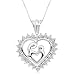 Sterling Silver Diamond Double Heart Mother and Child Pendant Necklace (.15 cttw, H-I Color, I2), 18"