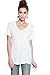 Alexander + David Women's Slub Cotton Modal Tops Burnout Loose V-Neck Boyfriend T-Shirt Stitch Back Casual Tee