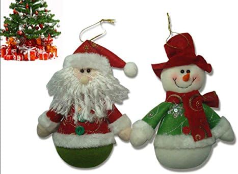 ckerchen Merry Christmas red tree stand Hanging 7x4.7inch santa claus snowboy Gift party decor(pack of 4)
