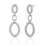 Dazzling Elegance: Sterling Silver Celebrity Style Open-work Cascading ovals Dangle Earrings with Cubic Zirconia
