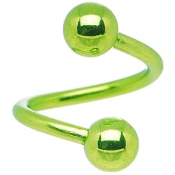 Light Green Electro Titanium Spiral Twister Ball Belly Ring