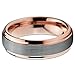 Tungsten Wedding Band Ring 6mm for Men Women Comfort Fit 18K Rose Gold Plated Beveled Edge Brushed Polished Lifetime Guarantee
