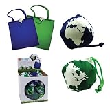 DCI EZ Bags Planet Earth Reusable Bag and Pouch, Assorted Green and Blue