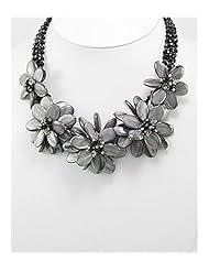 Flower Dyed Mop Necklace In Sterling Silver