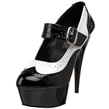 Pleaser Women's DELIGHT-688/BW/B Platform Pump,Black/White Patent,14 M US