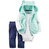 カーターズ（Carter's）女の子用ミントグリーンフード付きジャケットxネイティブ柄コーデパンツお出かけ用上下3点セット (6months(61-67cm)) [並行輸入品]