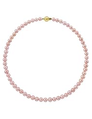 8-8.5mm 36" Pink Freshwater Pearl Necklace "A" 14K Yellow Gold Bead Clasp