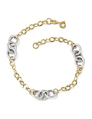 14k Yellow gold Leslies Two tone Polished and Textured Fancy Link Bracelet
