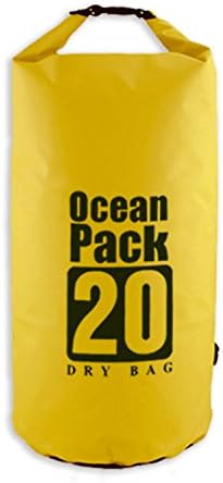 Waterproof Dry Ocean Pack Adjustable Shoulder Strap Floating Compression Stuff Sacks Gear Backpacks for Kayaking Camping Snowboarding Capacity 20L (yellow)