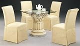 5pc Elegant Column Pedestal Base Dining Table & 4 Parson Chairs