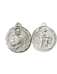 Highest Quality Vintage Die .925 Solid Sterling Silver St. Saint Jude and Guardian Angel Rare Unique Vatican Commissioned 100 Year Old Design Relic Catholic Icon Religious Jewelry Protection Protector Charm New NWT