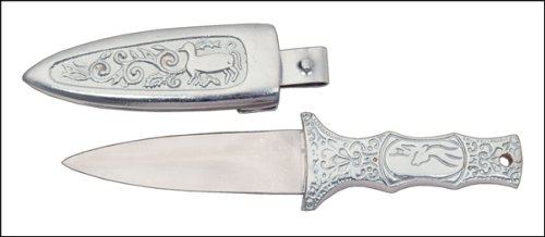 BOOT KNIFE SILVER FINISH W/ ALL METAL SHEATH