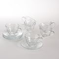 6er-Set Glastasse mit Untertasse