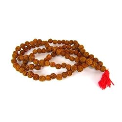 Rudraksha Mala Seed Prayer Necklace 35", 108 Beads at 10mm