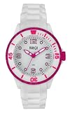 Mango Unisex-Armbanduhr Silikon Analog - weiss pink A68353-1H4KV