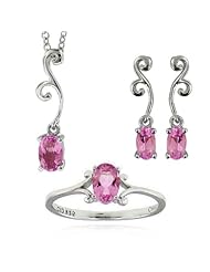 Sterling Silver Pink Topaz Oval Gemstone Set.