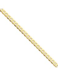 14k Yellow Gold 7in 2.4mm Flat Beveled Curb Chain Bracelet. Metal Wt- 2.48g
