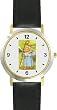 Little Bo Peep - from Mother Goose by Artist: Sylvia Long - WATCHBUDDY&reg; DELUXE TWO-TONE THEME WATCH - Arabic Numbers - Black Leather Strap-Size-Large ( Men's Size or Jumbo Women's Size )